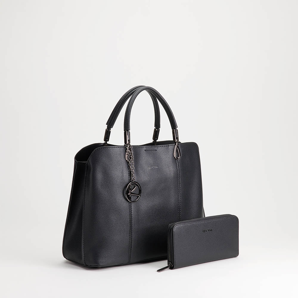 Structured Parallel Stitched Handbag 2-in-1 Set