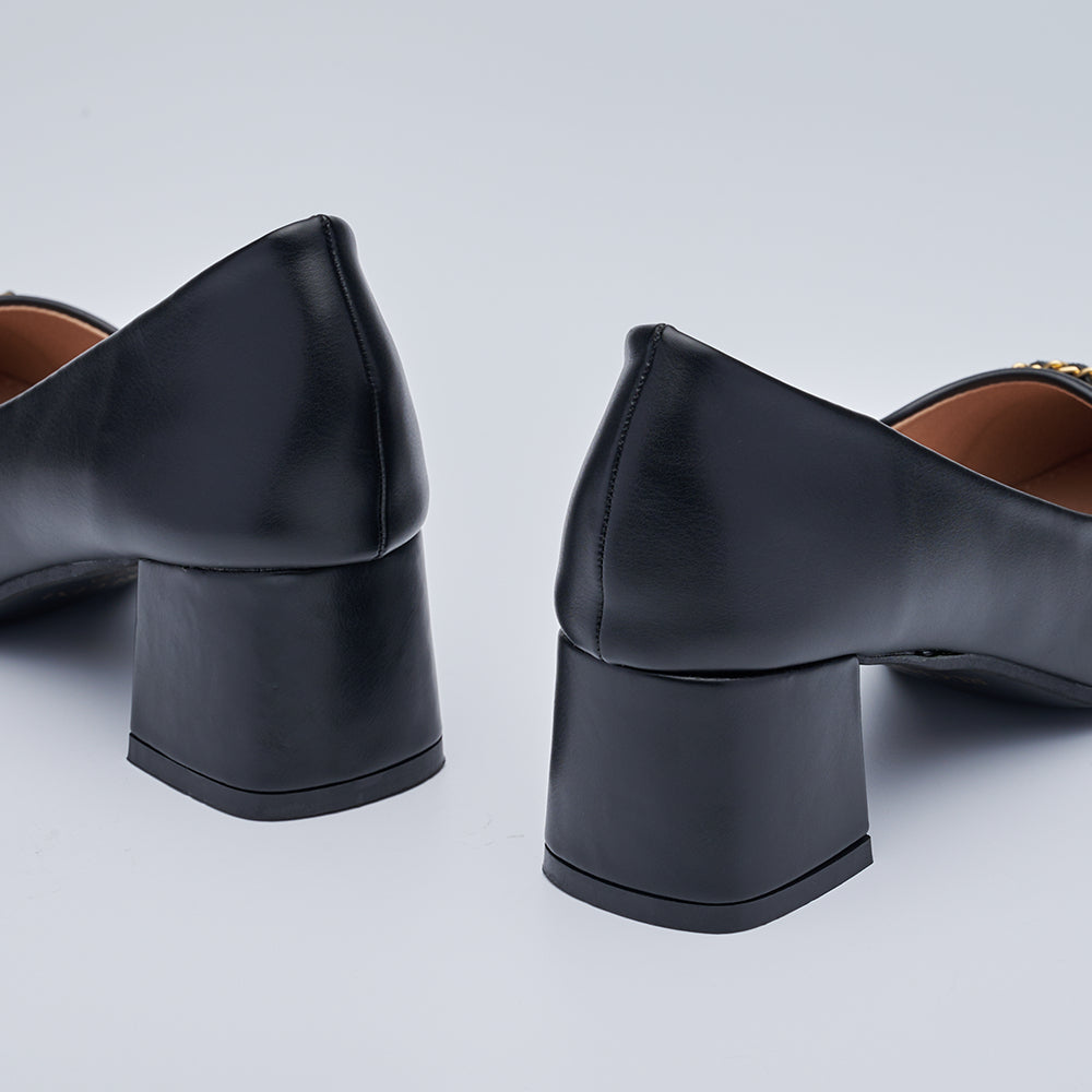 Block-Heeled Chain Court Shoes