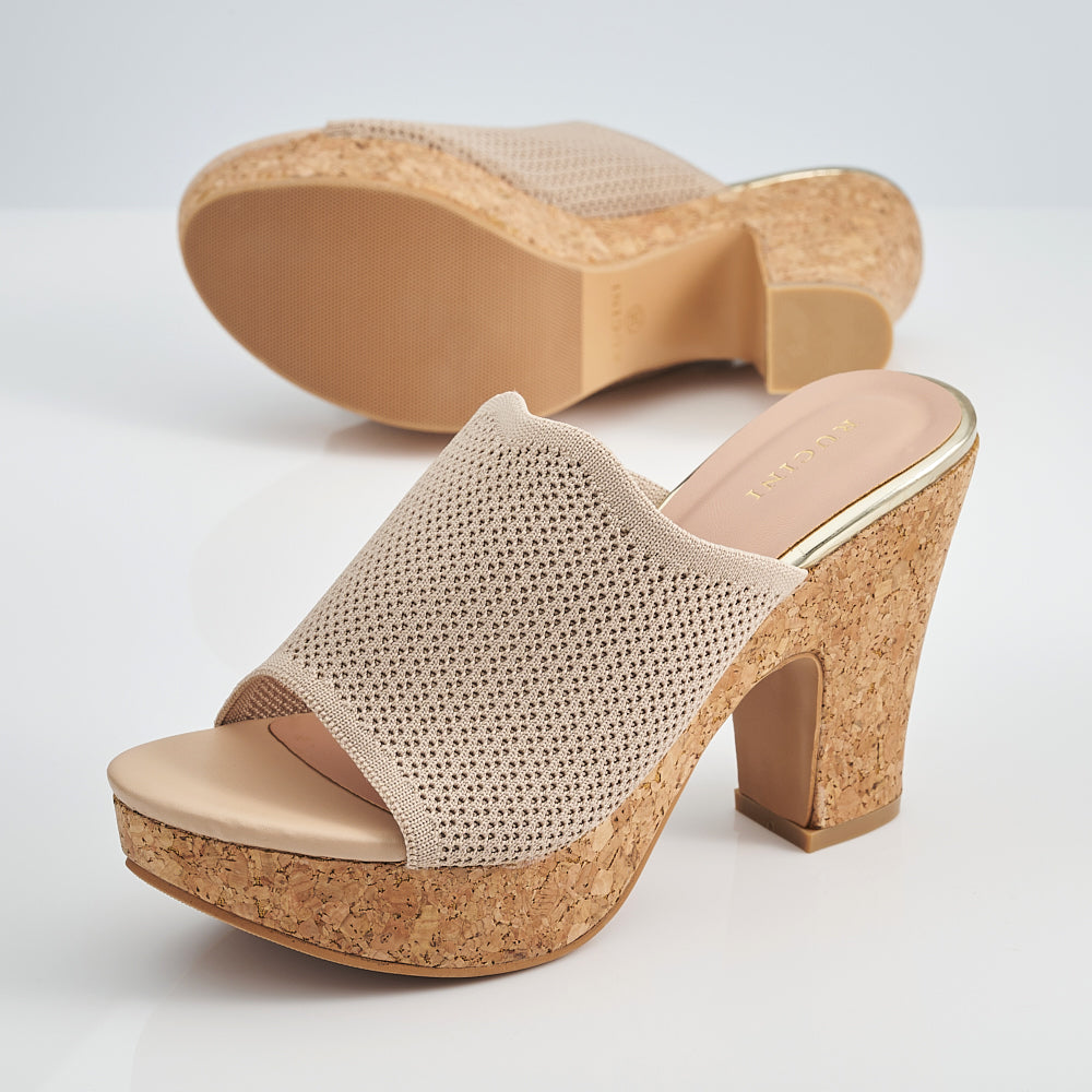 Single Band Platform Slide On Heels