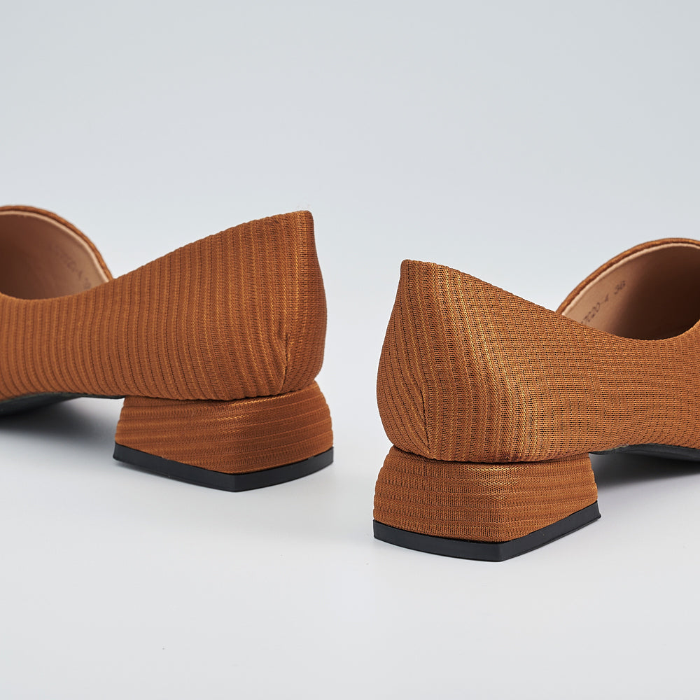 Mid Block Heels Pointed Court Shoes