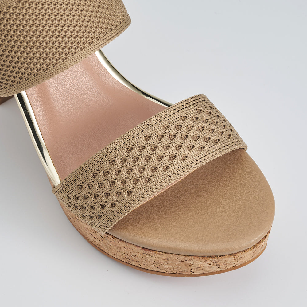 Dual Band Platform Slide On Heels