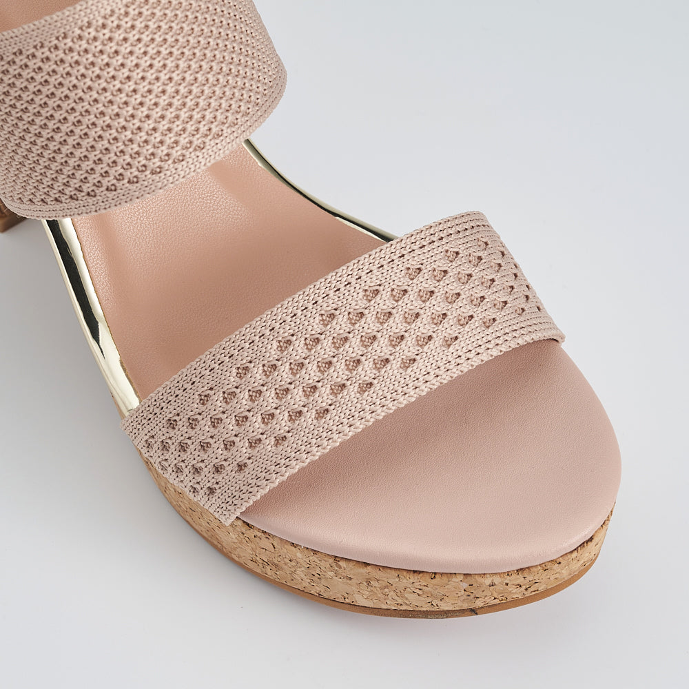 Dual Band Platform Slide On Heels