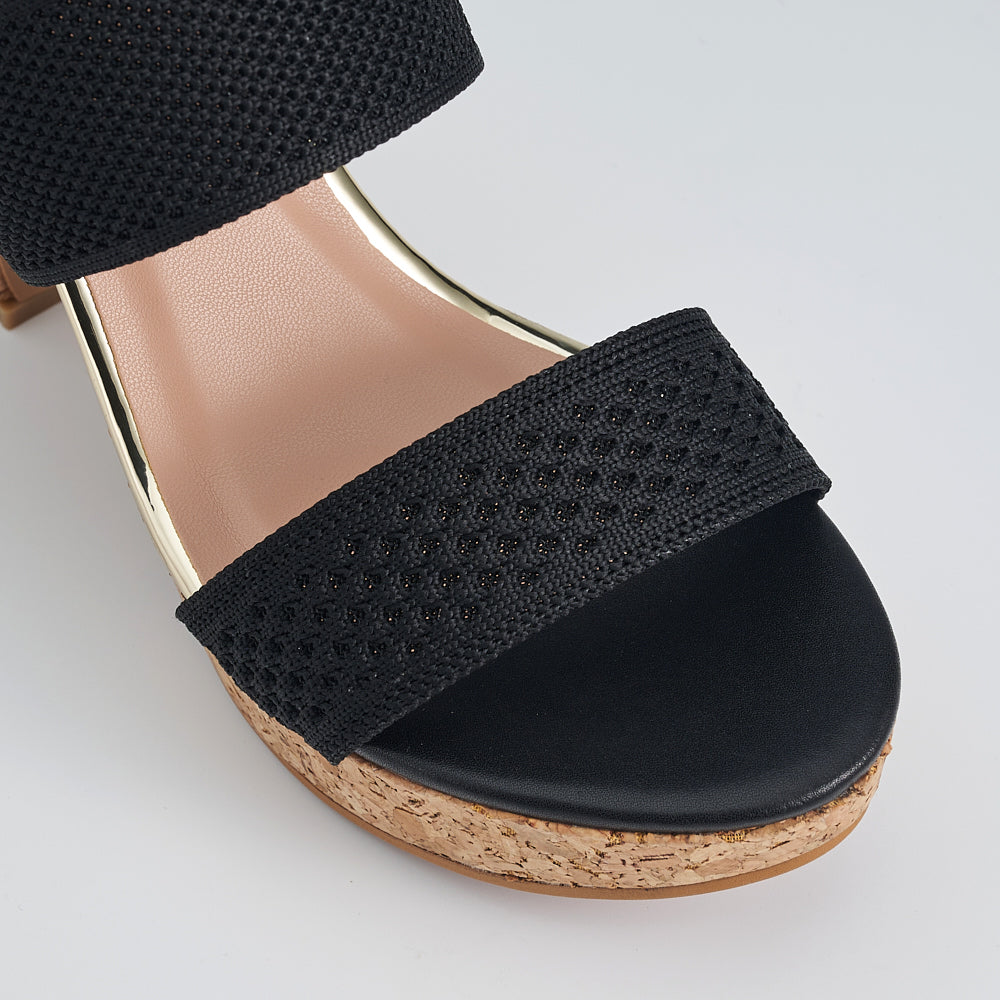 Dual Band Platform Slide On Heels
