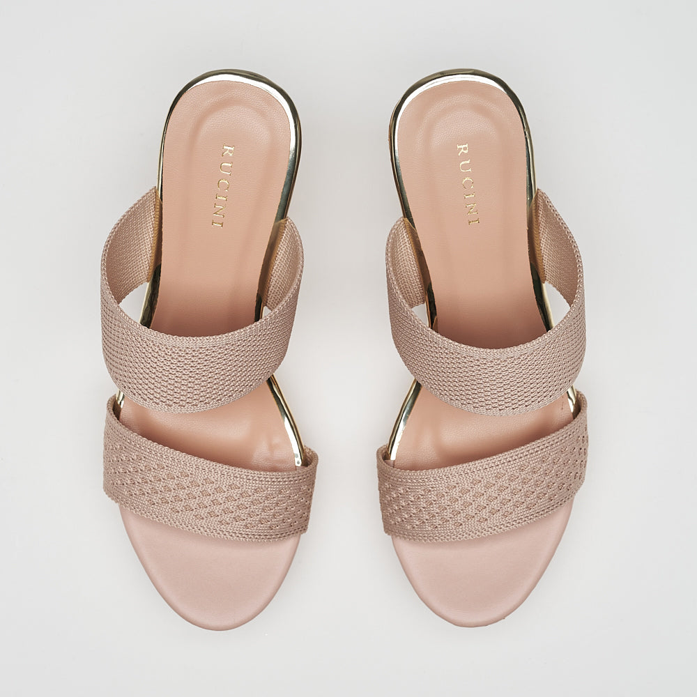 Dual Band Platform Slide On Heels