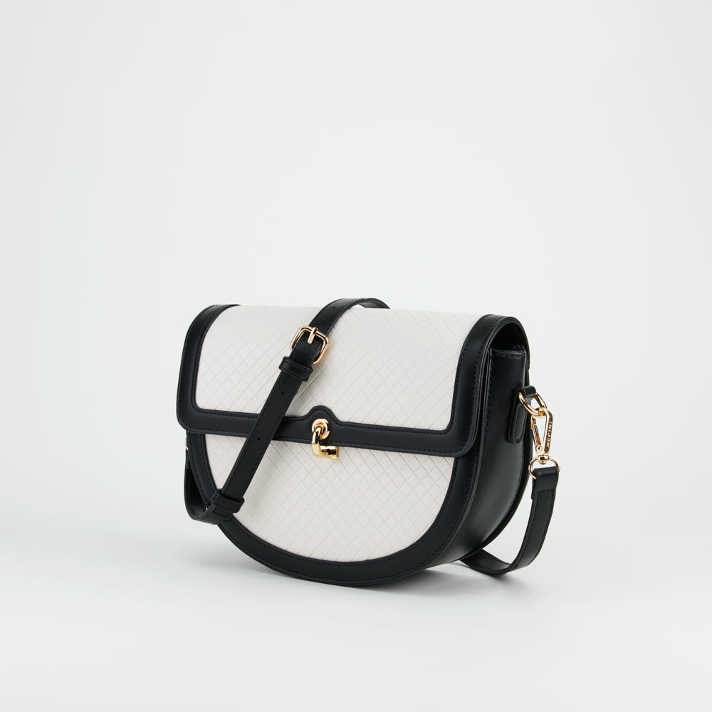 Tonal Accent Flap Satchel Sling Bag