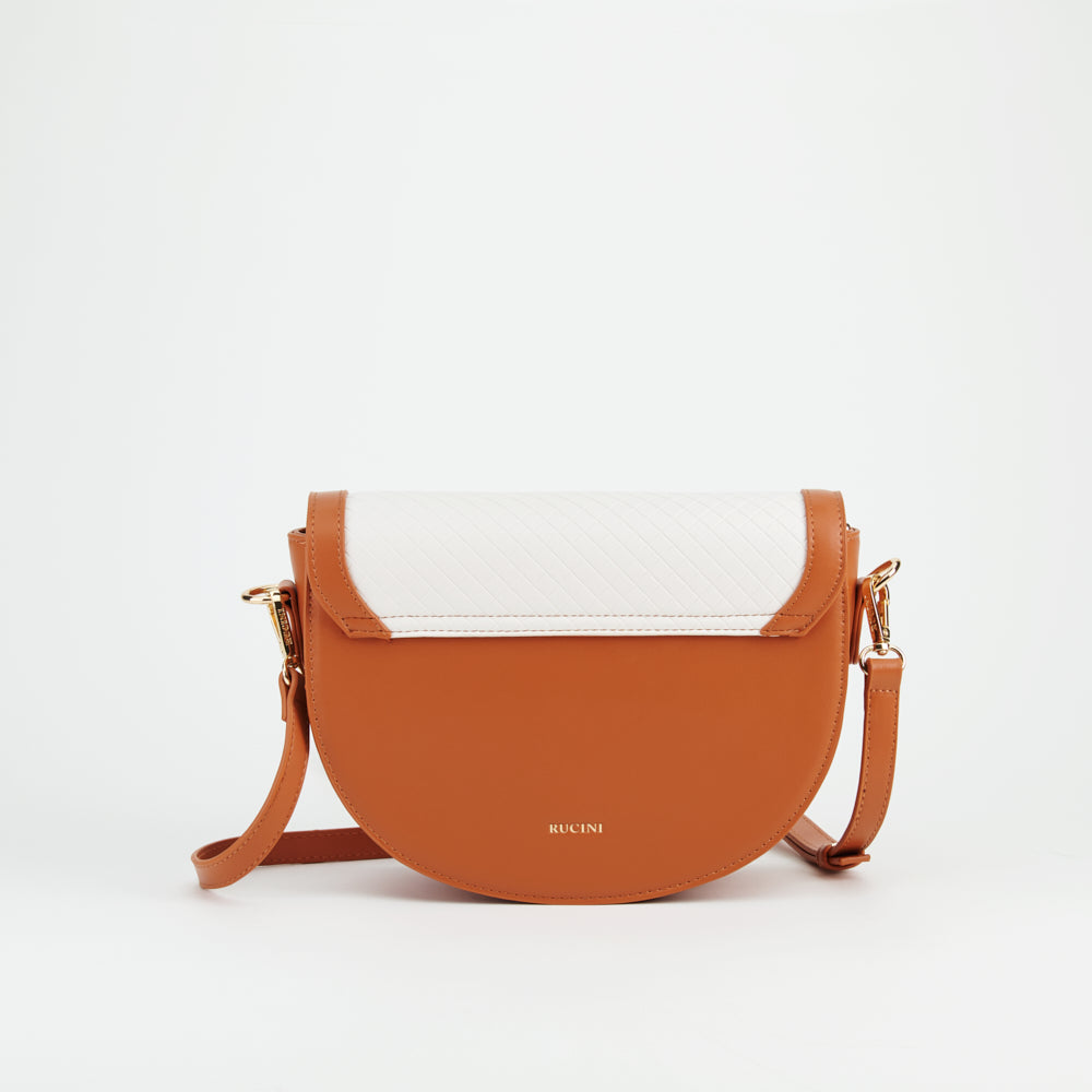 Tonal Accent Flap Satchel Sling Bag