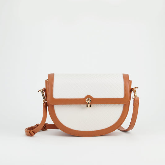 Tonal Accent Flap Satchel Sling Bag