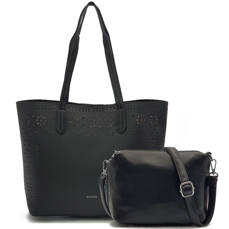 Eloise Faux Leather Shoulder Tote Bag 2-in-1 Bundle Set