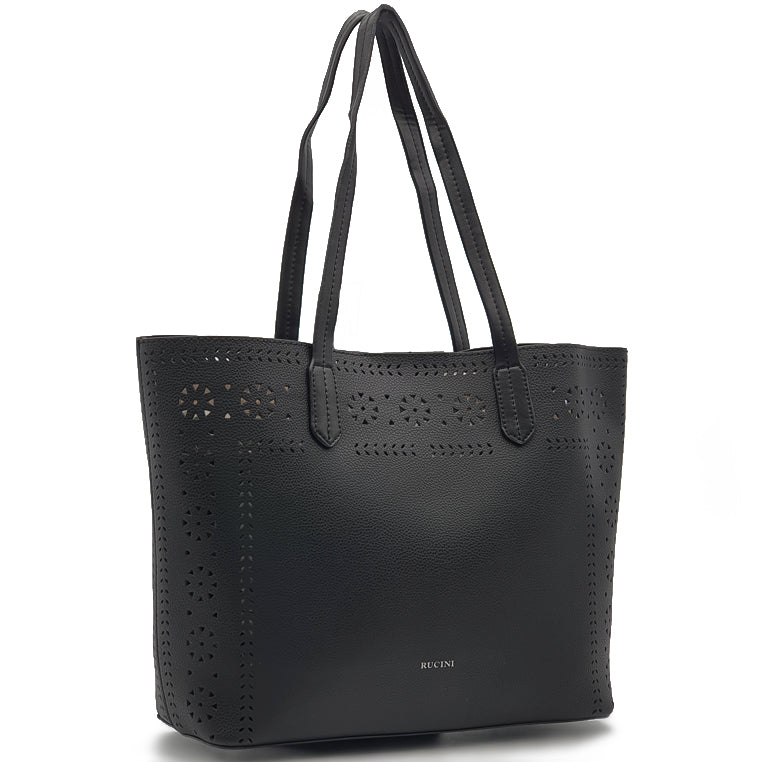 RUCINI Eloise Ladies Faux Leather Shoulder Tote Bag 2-in-1 Bundle Set