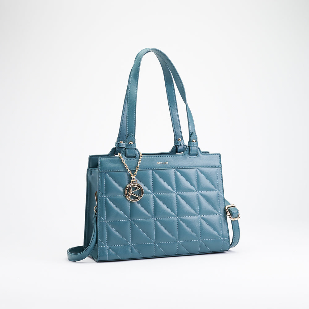 Quilted Set Square Shoulder Tote Bag
