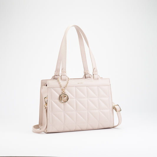 Quilted Set Square Shoulder Tote Bag