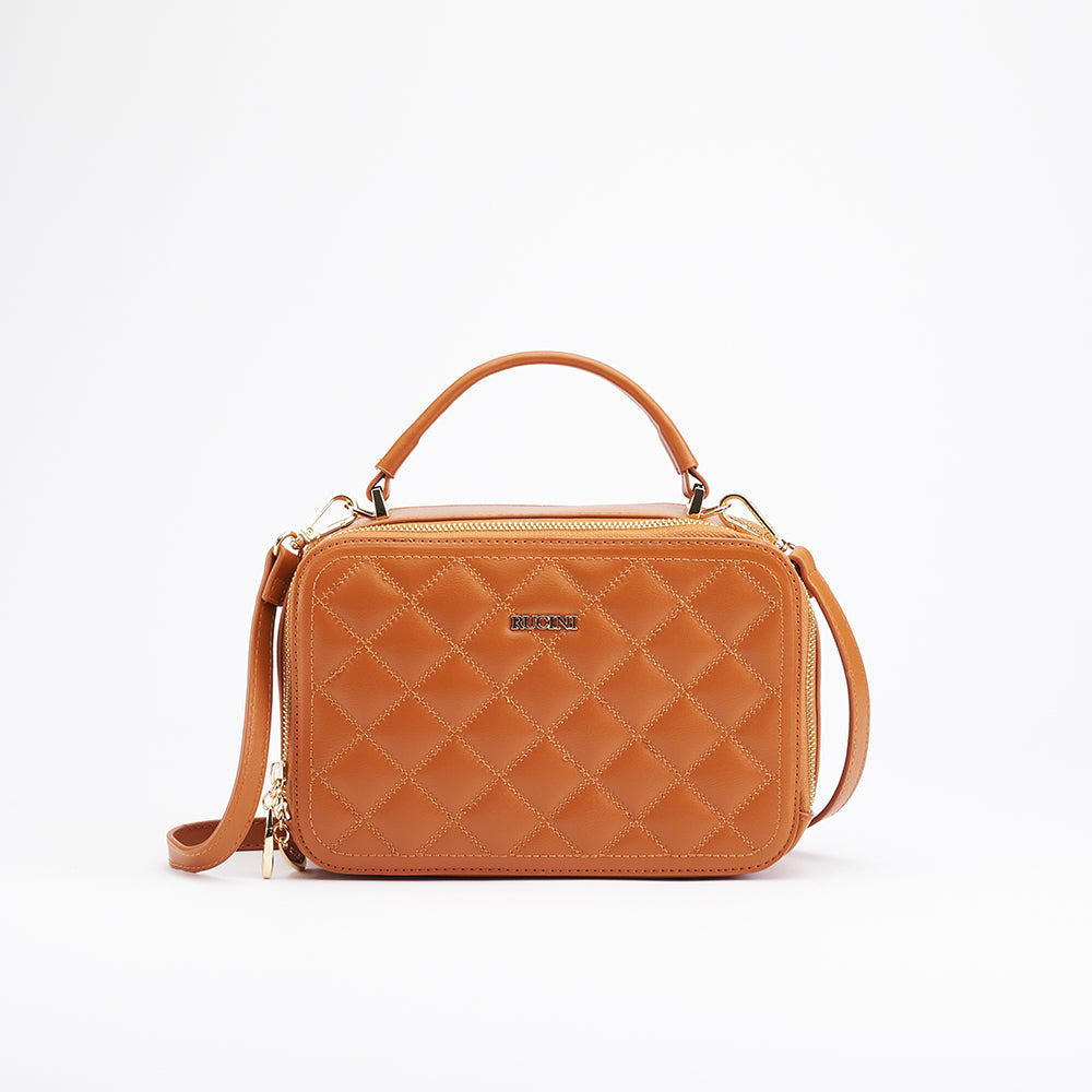 Eléa Quilted Cubic Zipper Up Crossbody Sling Bag