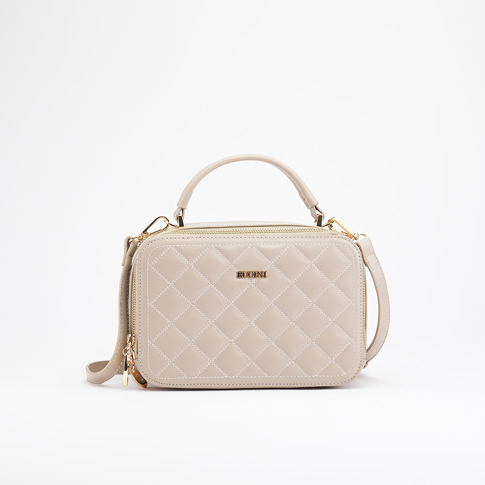Eléa Quilted Cubic Zipper Up Crossbody Sling Bag