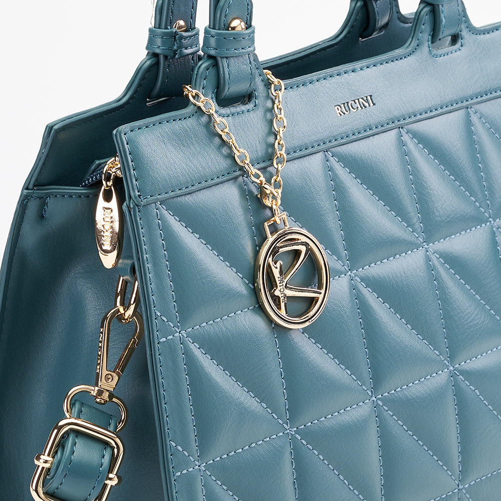 Quilted Set Square Shoulder Tote Bag