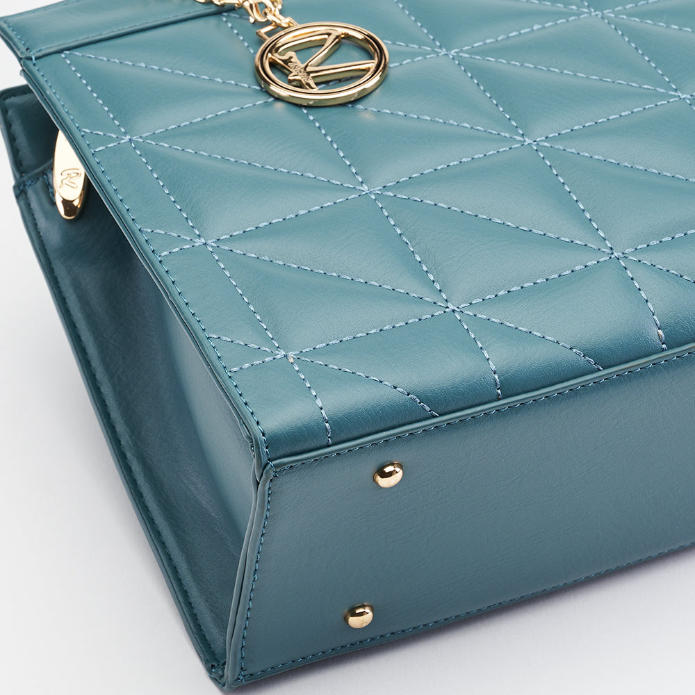 Quilted Set Square Shoulder Tote Bag