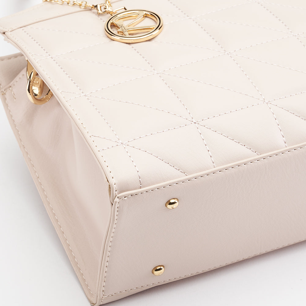 Quilted Set Square Shoulder Tote Bag