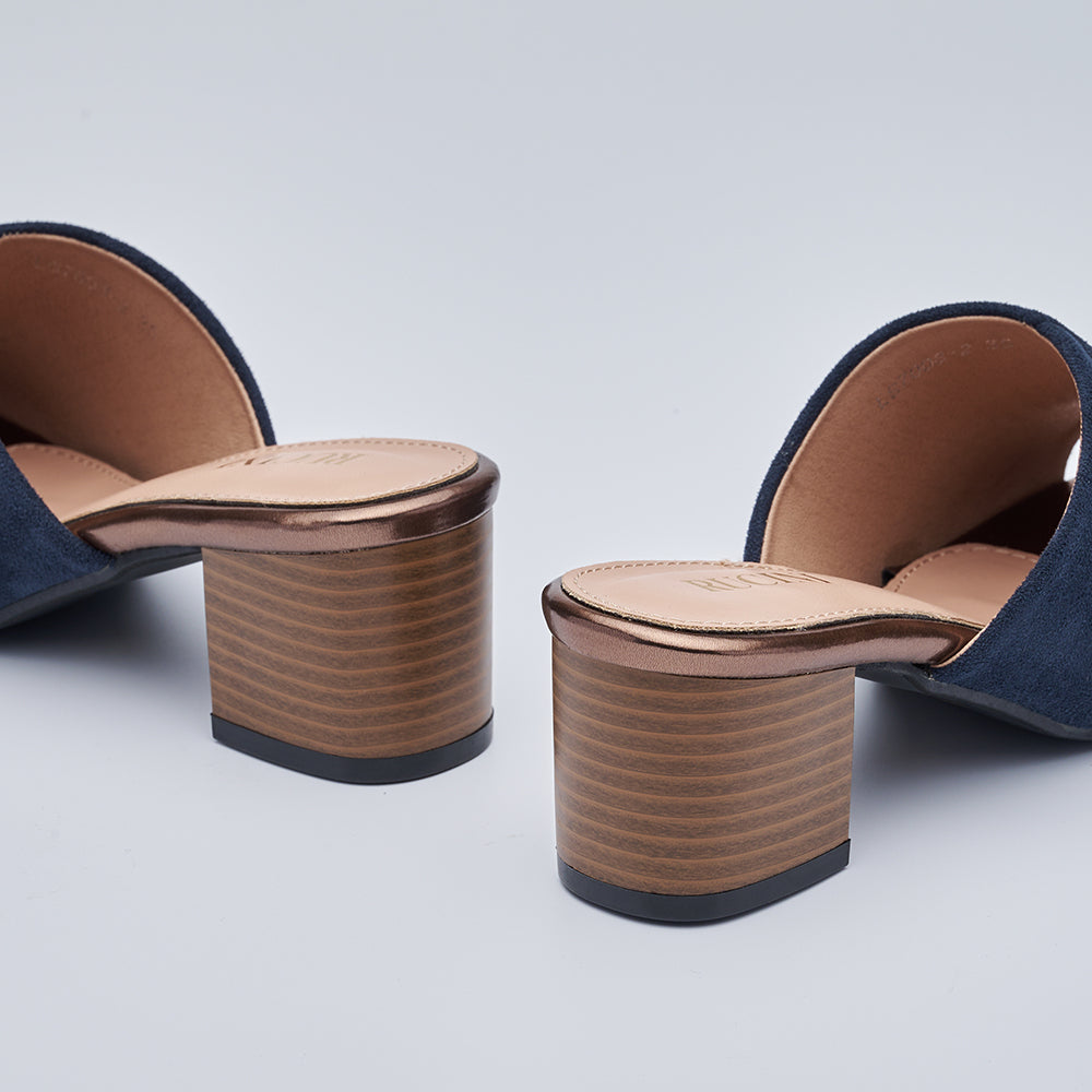 Block-Heeled Suede Mules