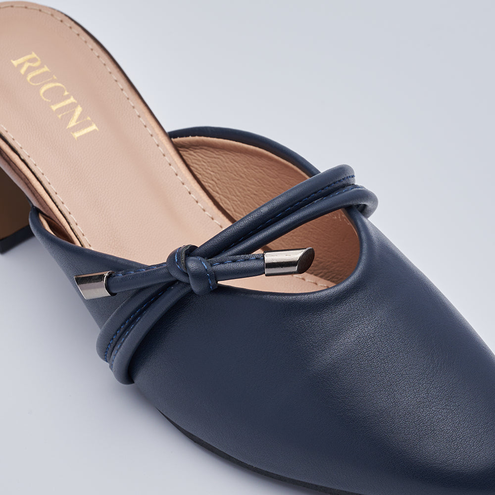 Block-Heeled Closed Toe Mules