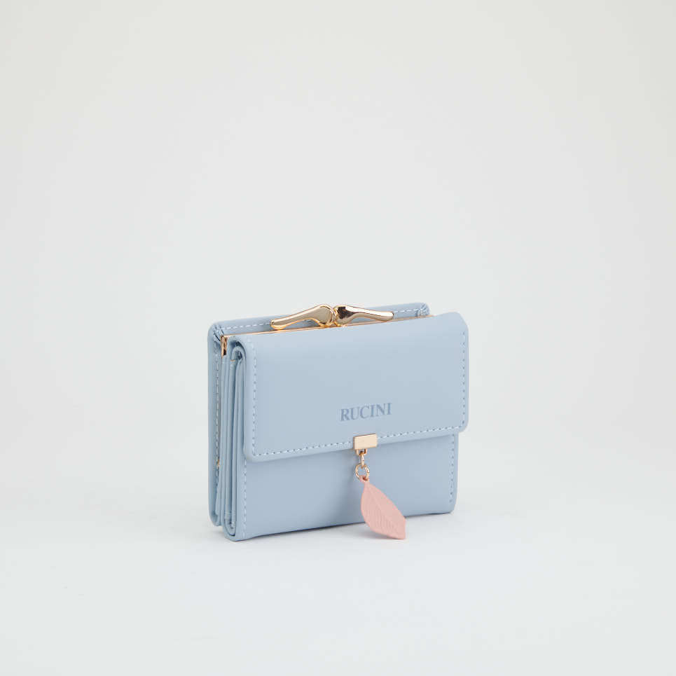Tri-Fold Clip Top Purse with Leaf Detail