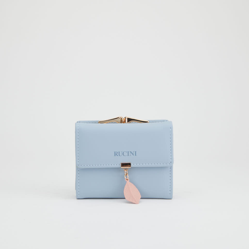Tri-Fold Clip Top Purse with Leaf Detail