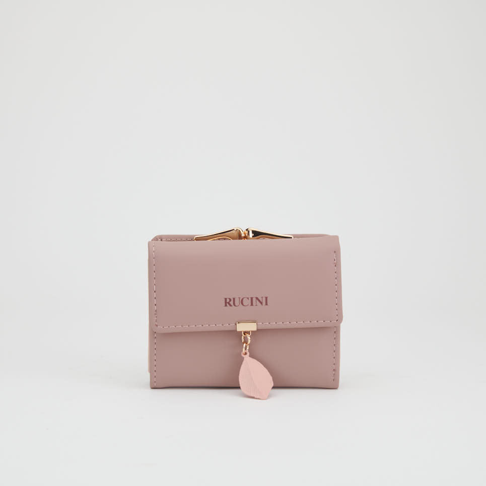 Tri-Fold Clip Top Purse with Leaf Detail