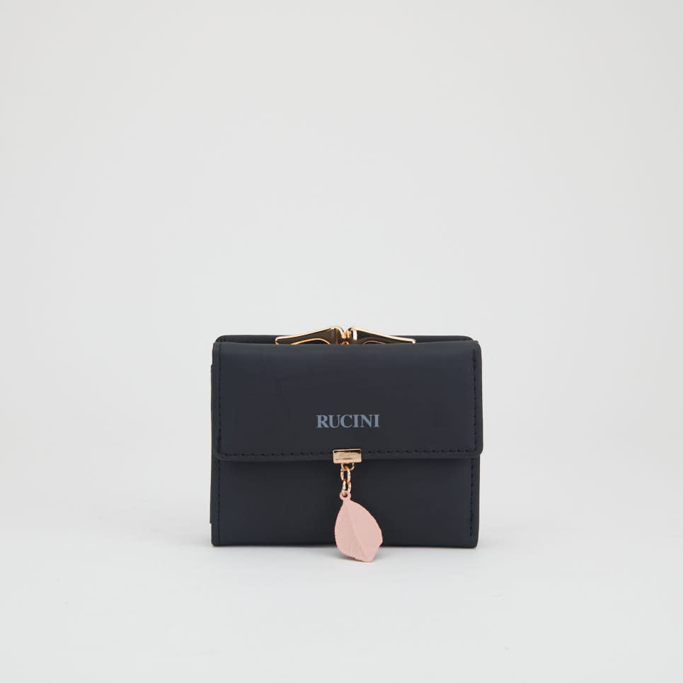 Tri-Fold Clip Top Purse with Leaf Detail