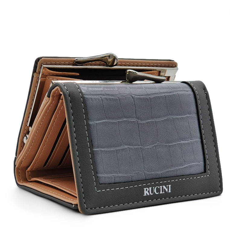 Short Tri-Fold Kiss Lock Wallet