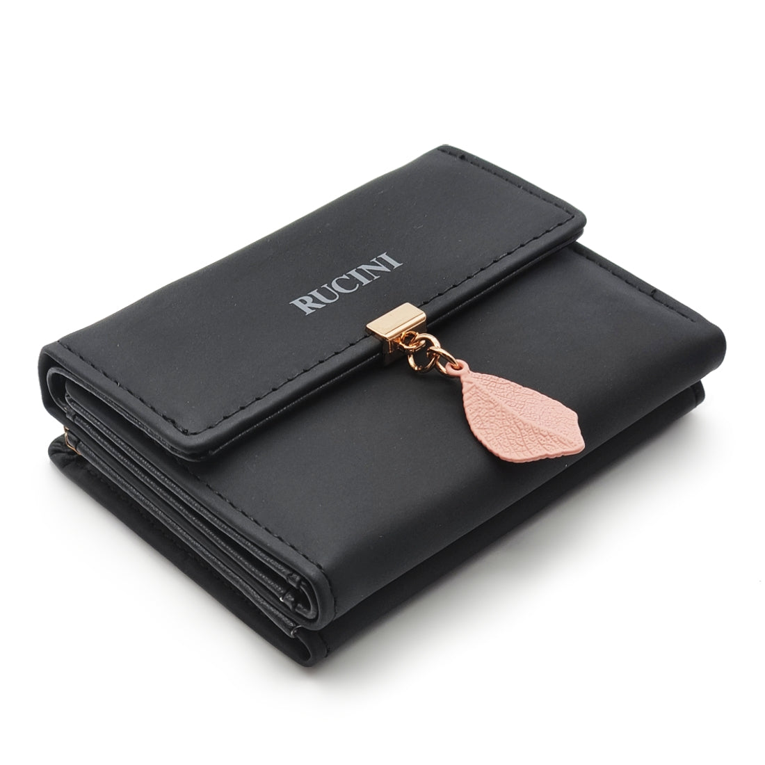 Tri-Fold Clip Top Purse with Leaf Detail