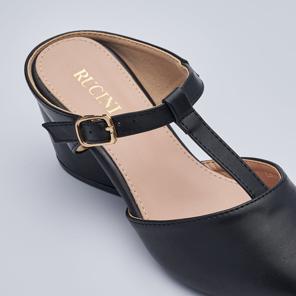 Front Strap Heeled Mules