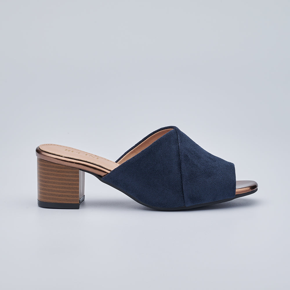 Block-Heeled Suede Mules