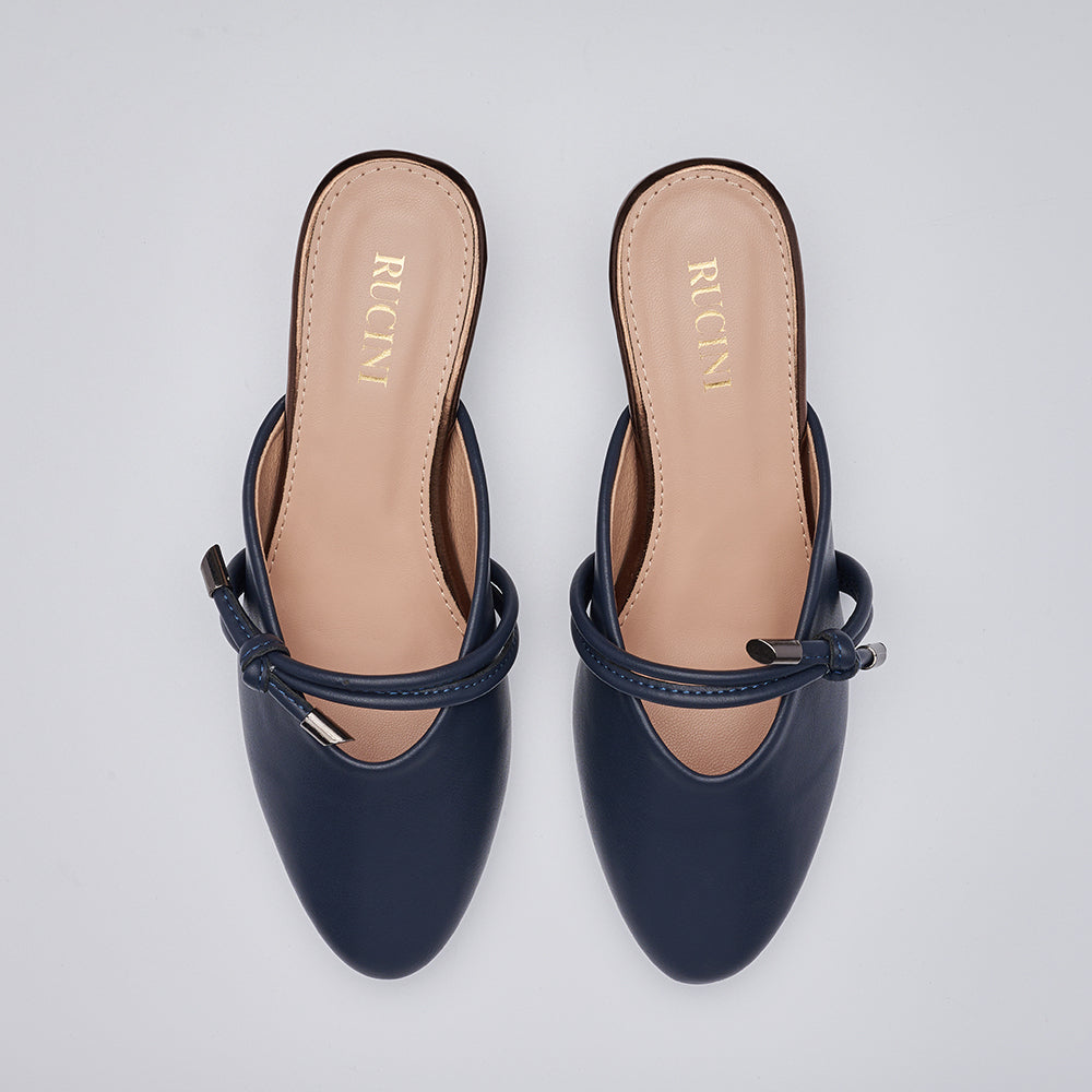 Block-Heeled Closed Toe Mules