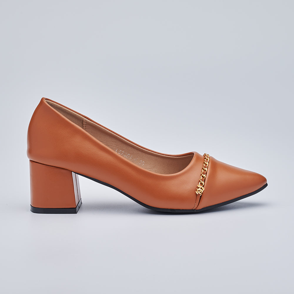 Block-Heeled Chain Court Shoes