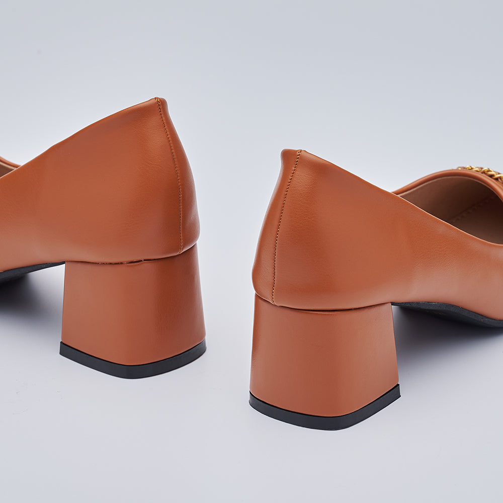 Block-Heeled Chain Court Shoes