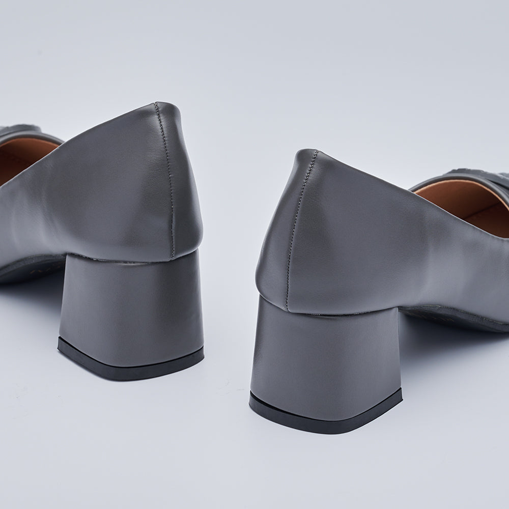 Block-Heeled Court Shoes