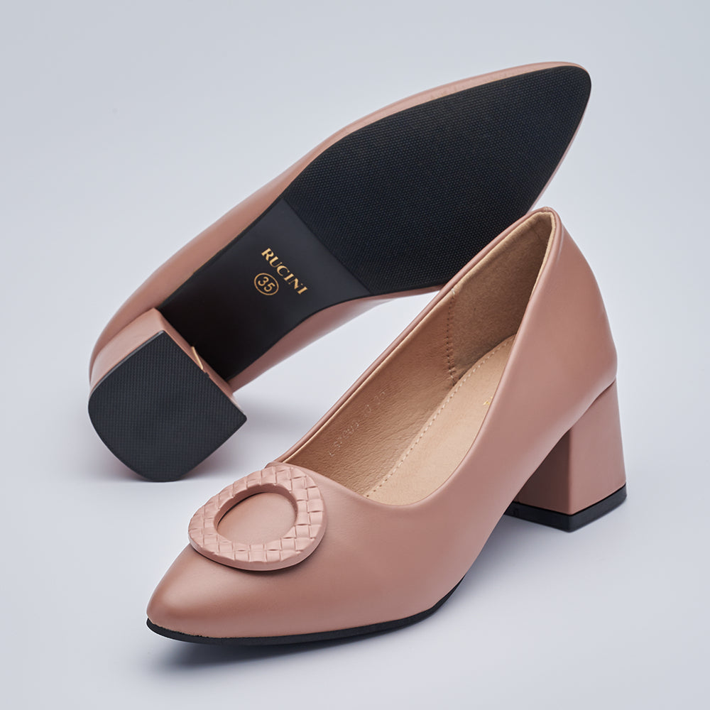 Block-Heeled Court Shoes