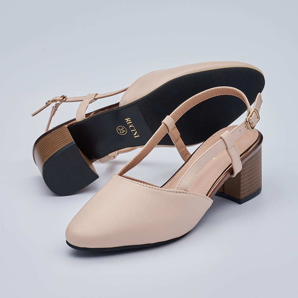 Block-Heeled Slingback Pumps