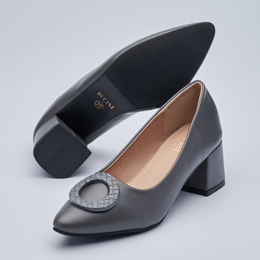 Block-Heeled Court Shoes