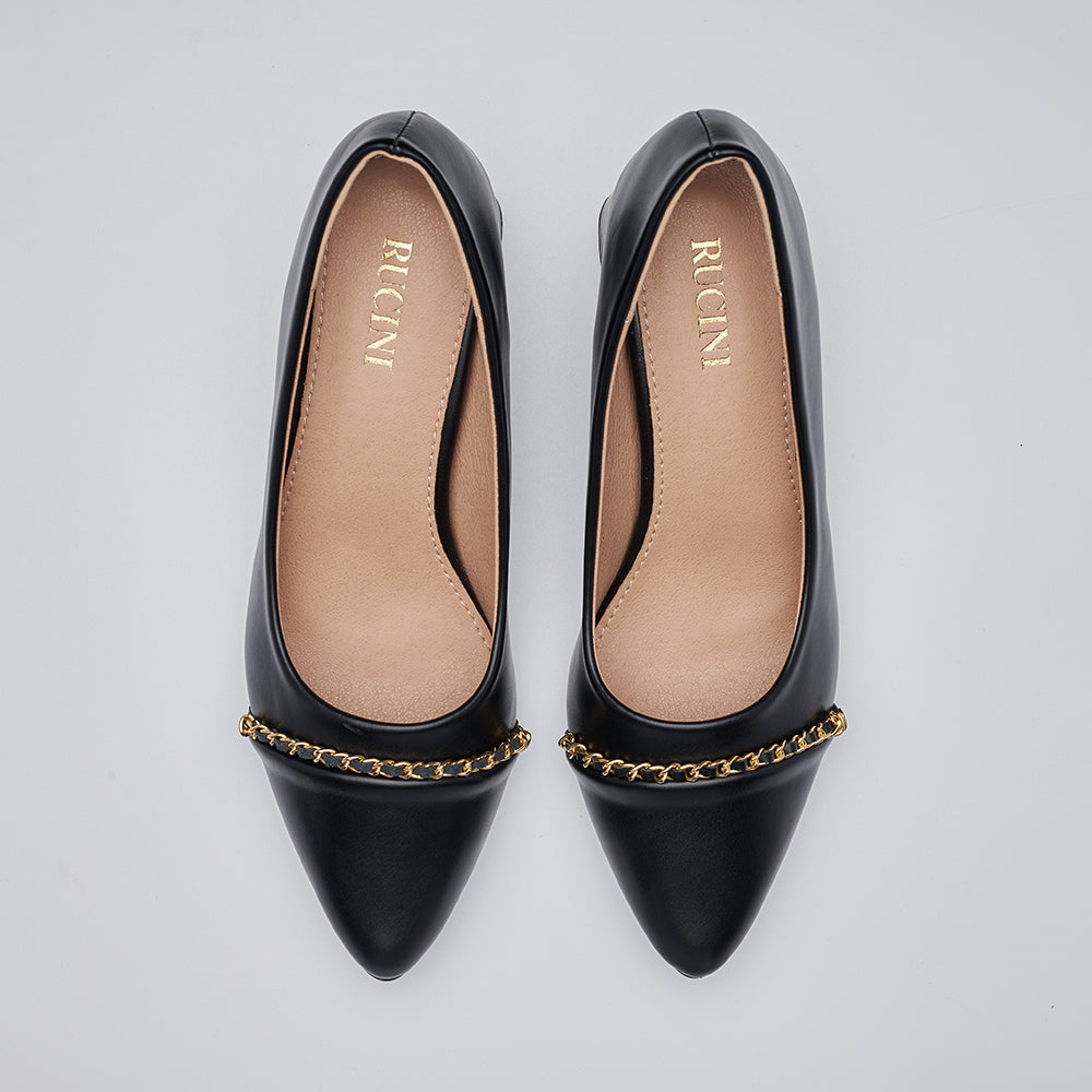 Block-Heeled Chain Court Shoes