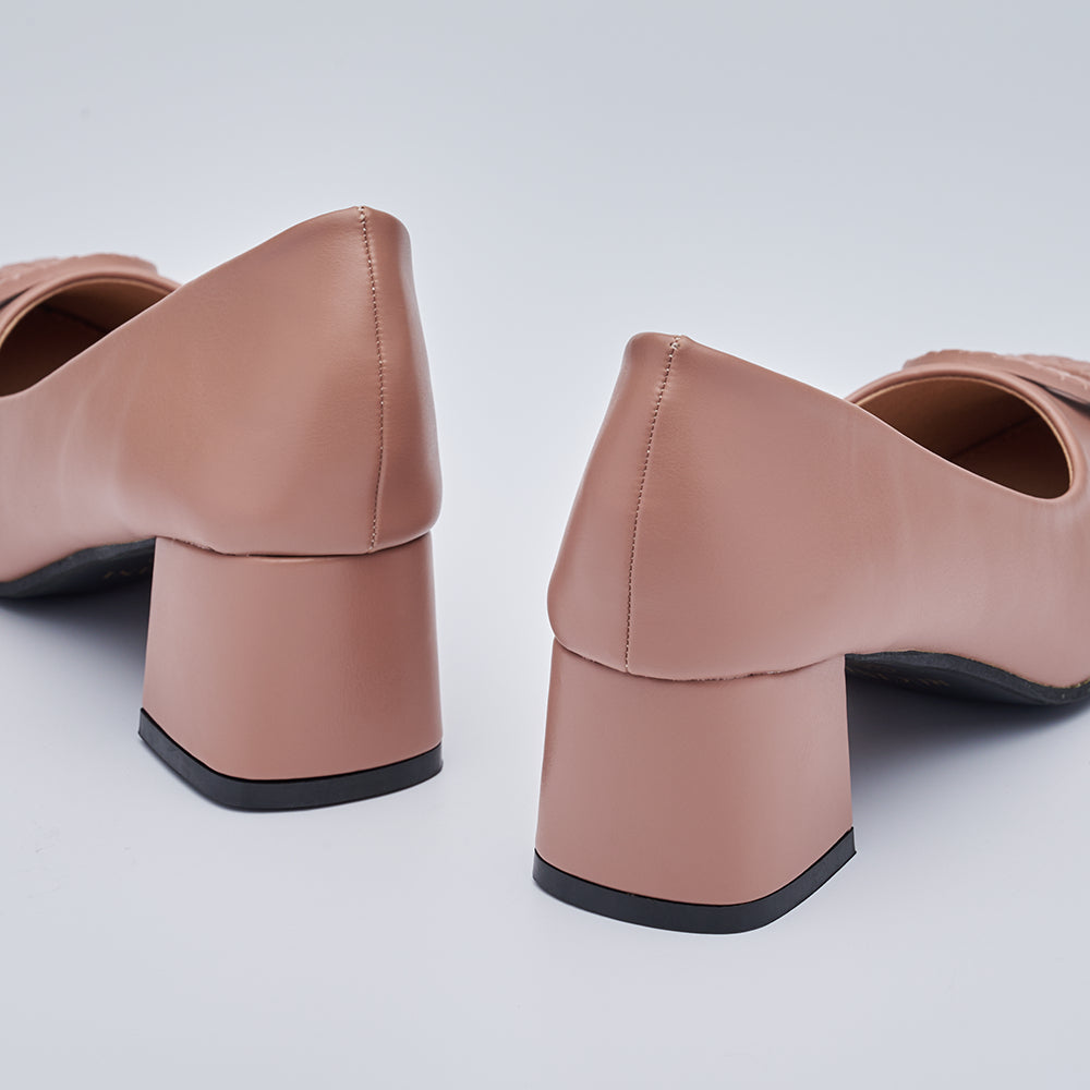 Block-Heeled Court Shoes