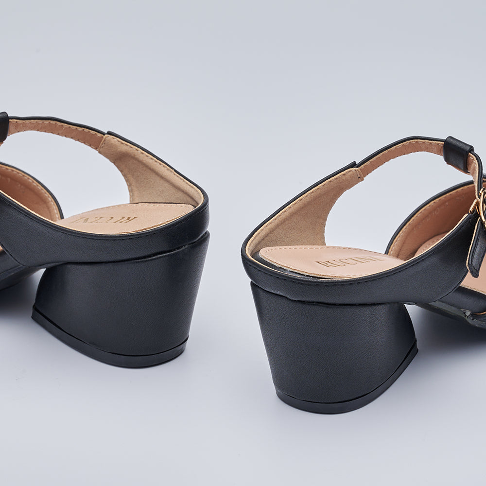 Front Strap Heeled Mules