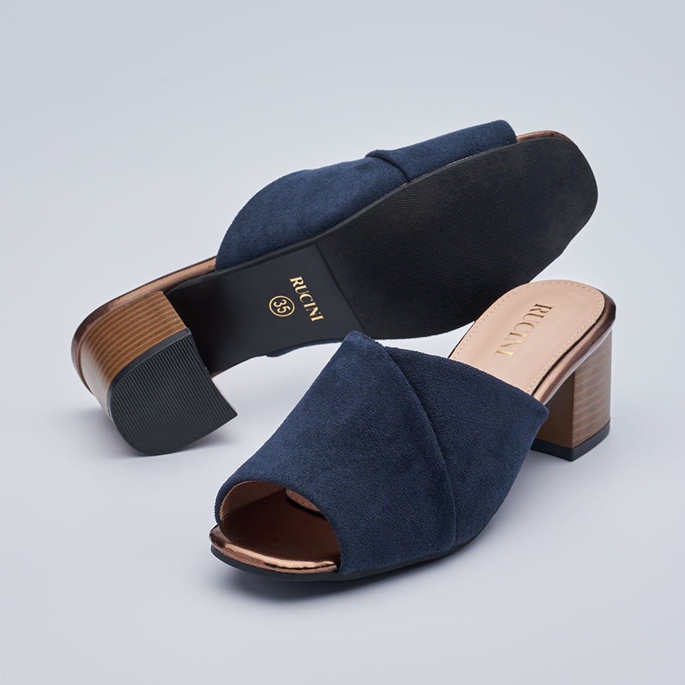 Block-Heeled Suede Mules