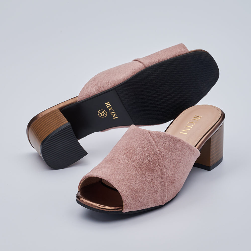 Block-Heeled Suede Mules