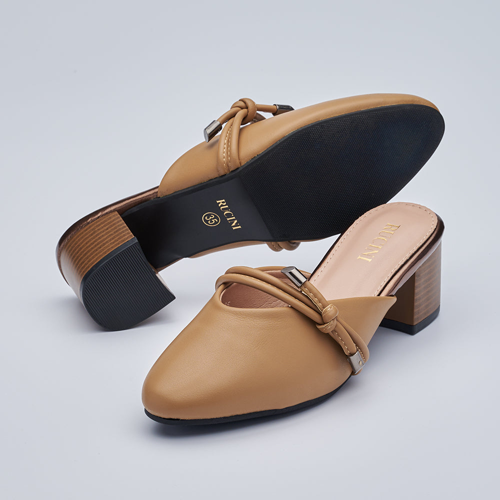 Block-Heeled Closed Toe Mules