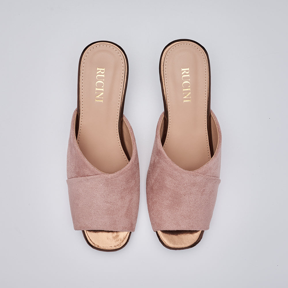 Block-Heeled Suede Mules