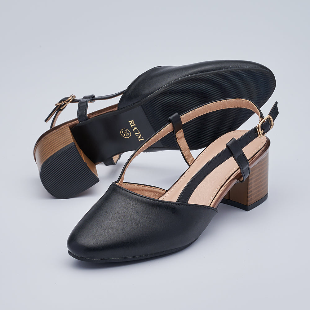 Block-Heeled Slingback Pumps