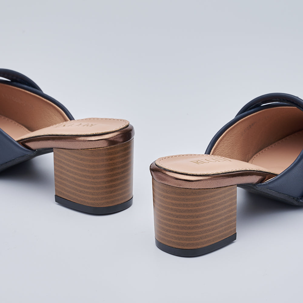 Block-Heeled Closed Toe Mules