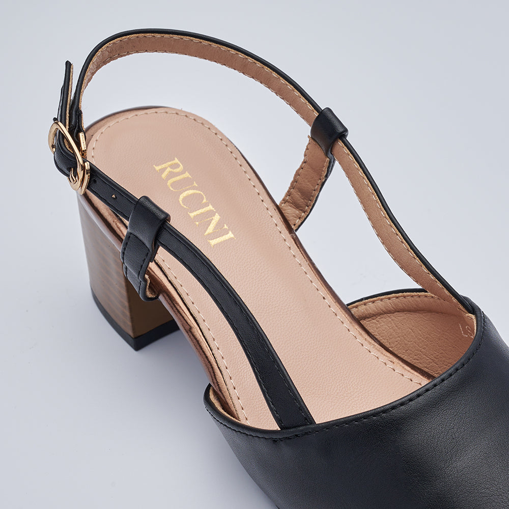 Block-Heeled Slingback Pumps
