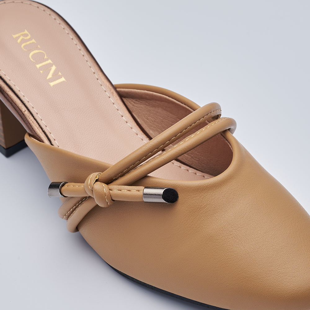 Block-Heeled Closed Toe Mules